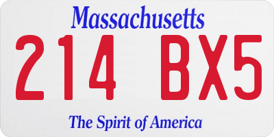 MA license plate 214BX5