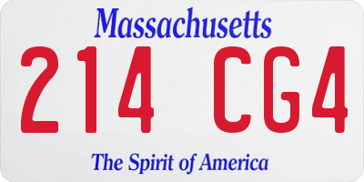 MA license plate 214CG4