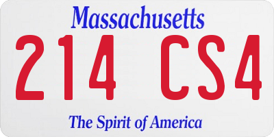 MA license plate 214CS4