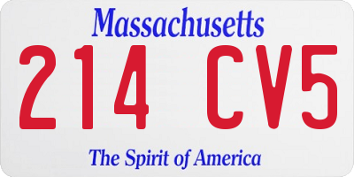 MA license plate 214CV5
