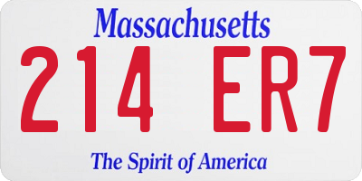 MA license plate 214ER7