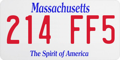 MA license plate 214FF5