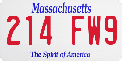 MA license plate 214FW9
