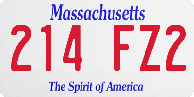 MA license plate 214FZ2