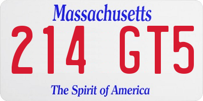 MA license plate 214GT5