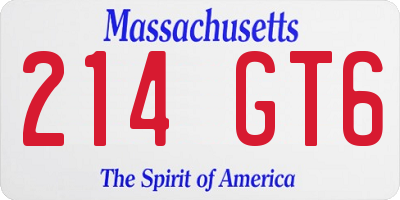 MA license plate 214GT6