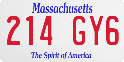 MA license plate 214GY6