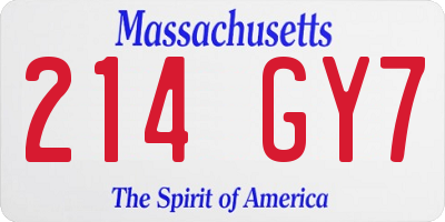 MA license plate 214GY7