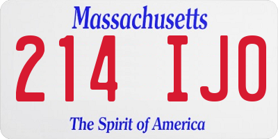MA license plate 214IJ0