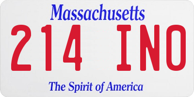MA license plate 214IN0