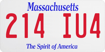 MA license plate 214IU4