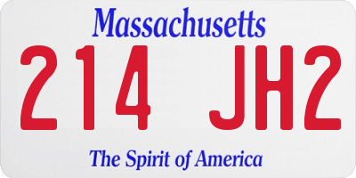 MA license plate 214JH2