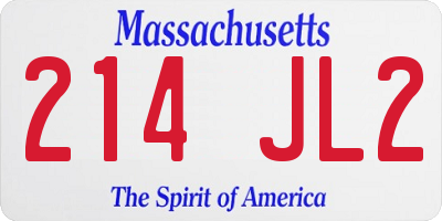 MA license plate 214JL2