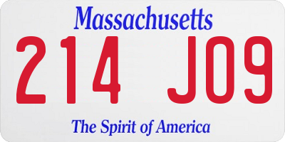 MA license plate 214JO9