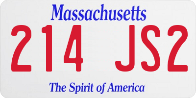 MA license plate 214JS2