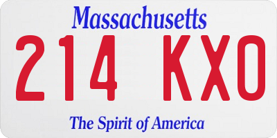 MA license plate 214KX0