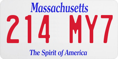 MA license plate 214MY7