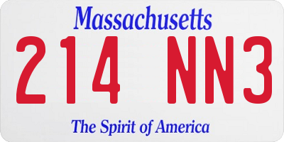 MA license plate 214NN3