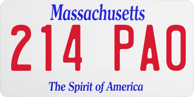 MA license plate 214PA0