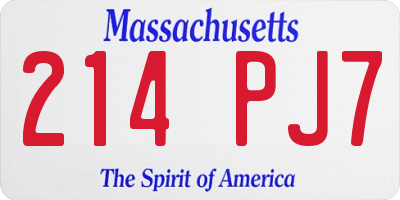 MA license plate 214PJ7