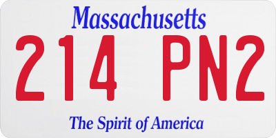 MA license plate 214PN2