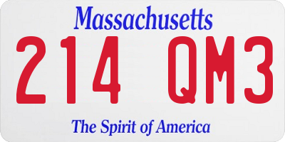 MA license plate 214QM3
