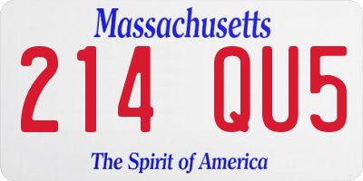 MA license plate 214QU5