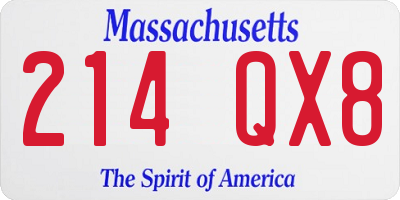 MA license plate 214QX8