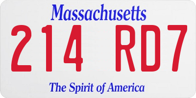MA license plate 214RD7