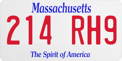 MA license plate 214RH9