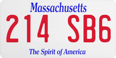 MA license plate 214SB6
