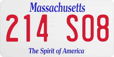 MA license plate 214SO8