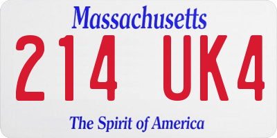 MA license plate 214UK4