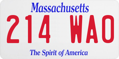 MA license plate 214WA0