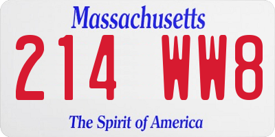 MA license plate 214WW8