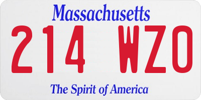 MA license plate 214WZ0