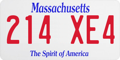 MA license plate 214XE4
