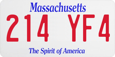 MA license plate 214YF4