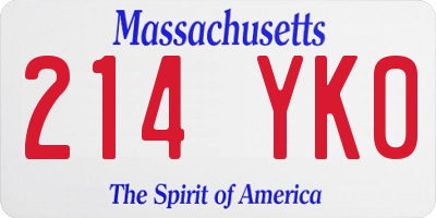 MA license plate 214YK0