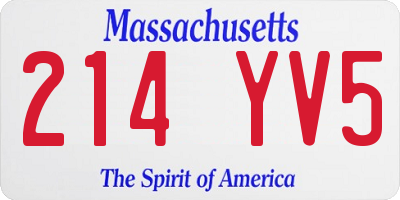 MA license plate 214YV5