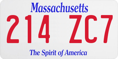 MA license plate 214ZC7