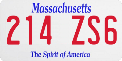 MA license plate 214ZS6