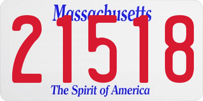 MA license plate 21518
