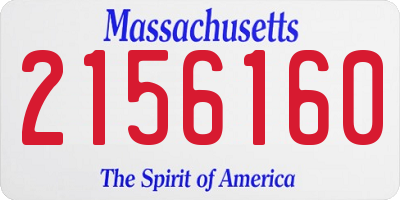 MA license plate 2156160