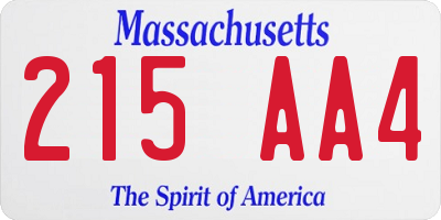 MA license plate 215AA4