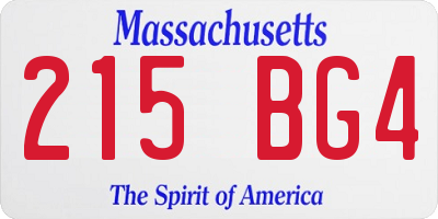 MA license plate 215BG4