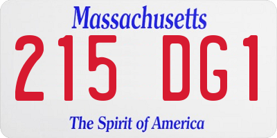MA license plate 215DG1