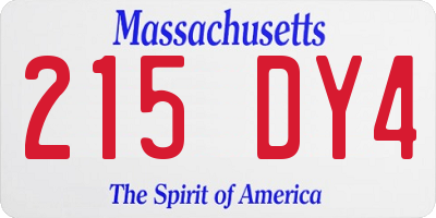 MA license plate 215DY4