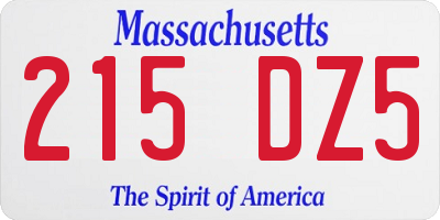 MA license plate 215DZ5