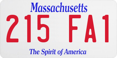 MA license plate 215FA1